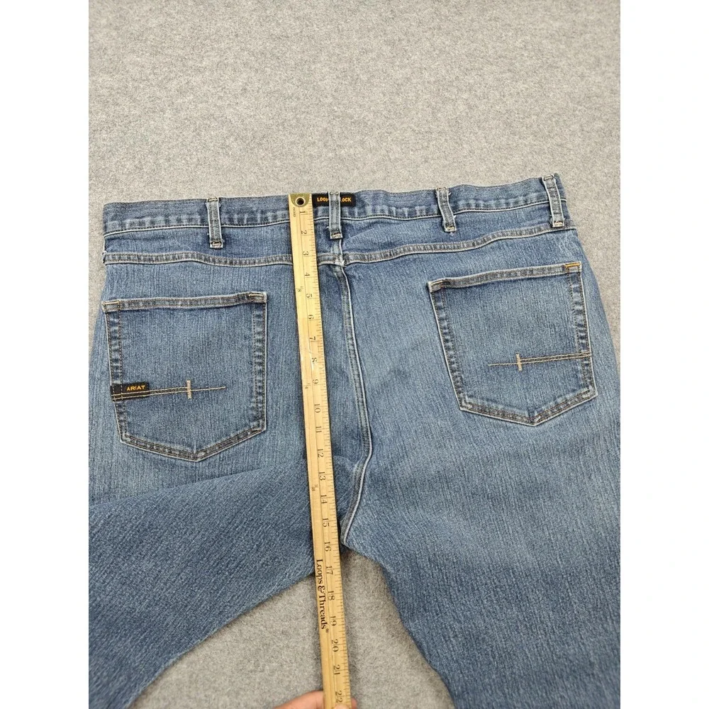 Ariat Rebar M4 Jeans Mens 44x32 Blue Med Wash Relaxed Bootcut Stretch Denim